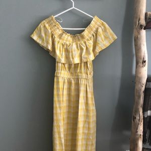 Summer Gingham Off Shoulder Dress with Pockets
